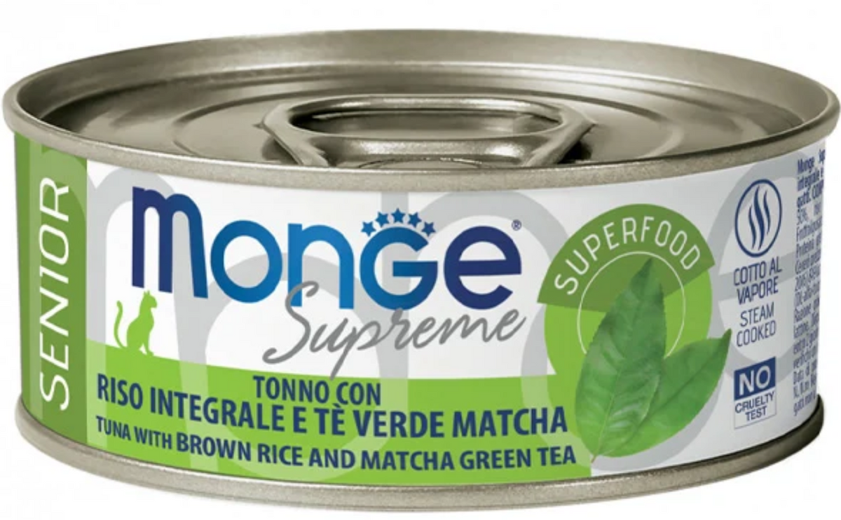 Monge Cat Wet Supreme Senior тунець з коричневим рисом та зеленим чаєм матча 80 г