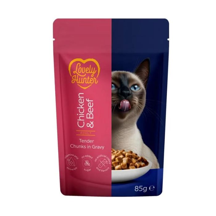 Lovely Hunter Adult Cats with Chicken and Beef Вологий корм для дорослих котів з куркою і яловичино, 85 г