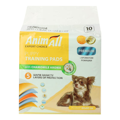 Пелюшки AnimAll 60х60 см з ароматом ромашки, 10 штук