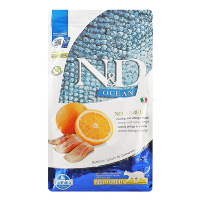 Farmina N&D Grain Free Ocean HERRING & ORANGE NEUTERED ADULT сухий корм для стерилізованих котів 1,5 кг