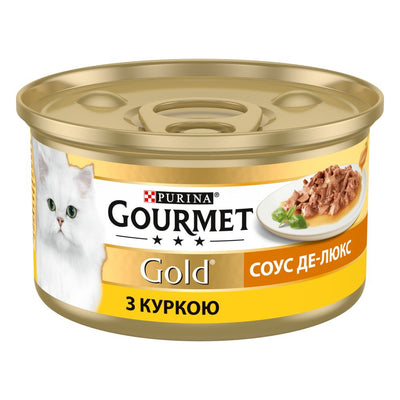 Gourmet Gold, Соус Де-Люкс, Шматочки у соусі, З куркою, консерва 12×85 г