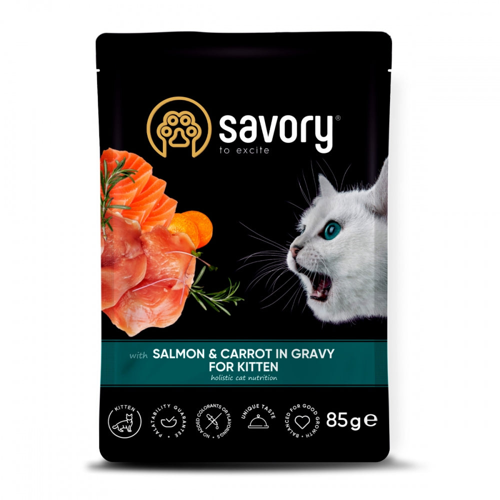 Набір паучів Savory Kitten, with Salmon and Carrot in Gravy 3+1