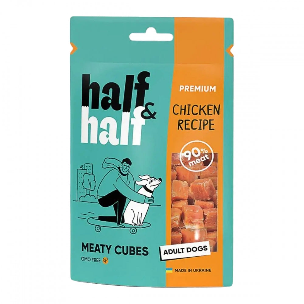 Ласощі HalfHalf м ясні кубики для собак, із куркою 100 г