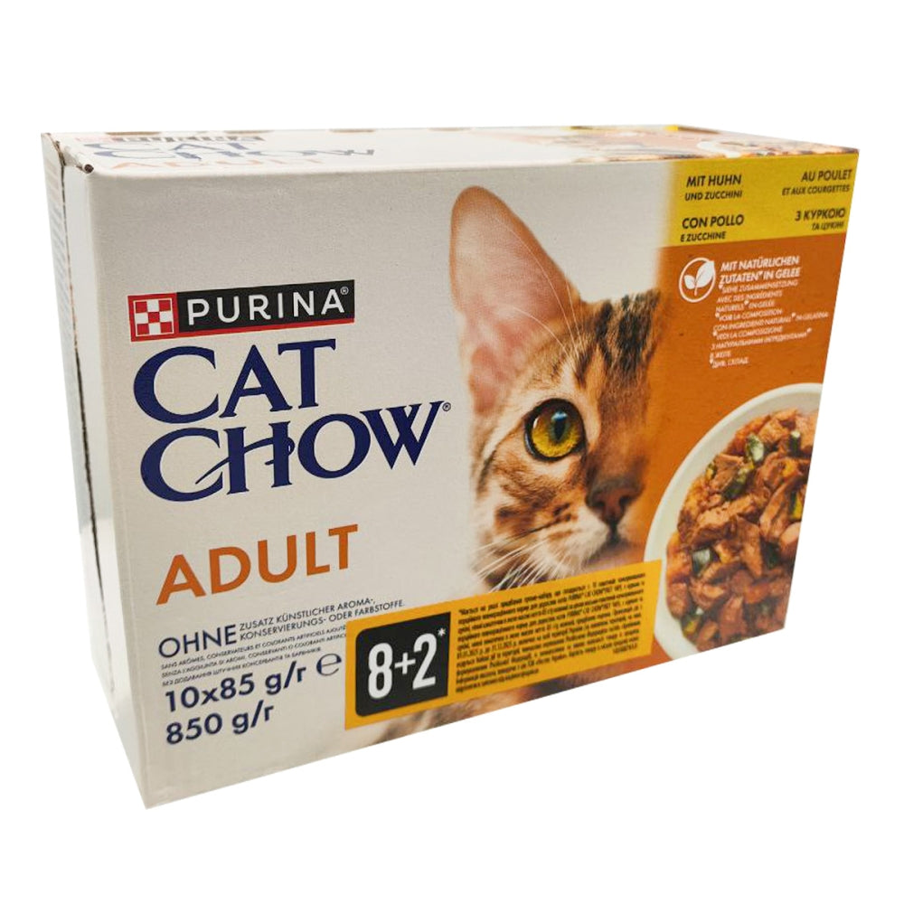 CAT CHOW ADULT, З куркою та кабачками в желе, консерва 26×85 г