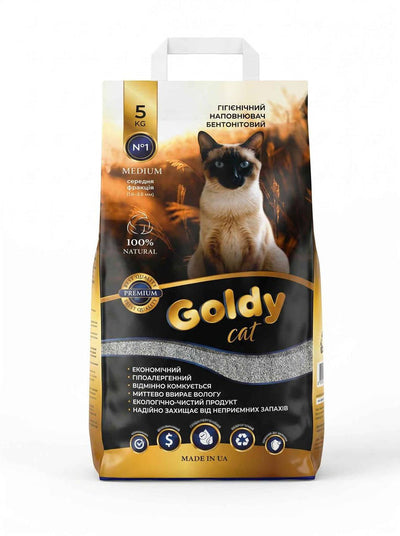 Наповнювач бентоніт GOLDY CAT PREMIUM MEDIUM 5 кг