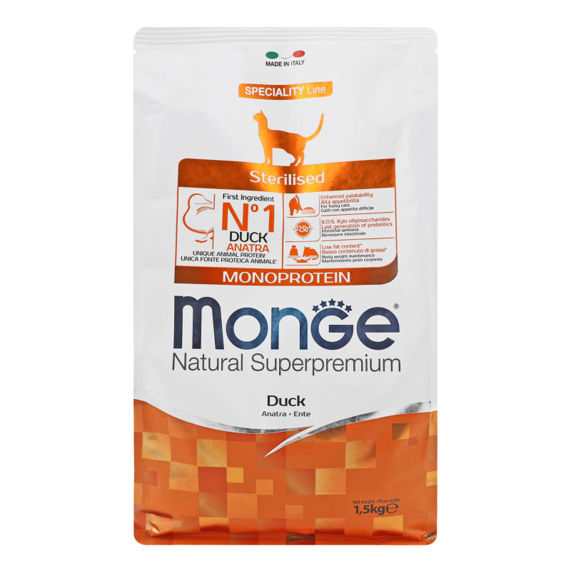 Monge Cat Sterilised качка, корм сухий для стерилізованих котів 1,5 кг