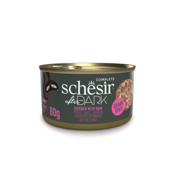 Schesir After Dark курка з шинкою в бульйоні, консерви для котів, банка, 80 г