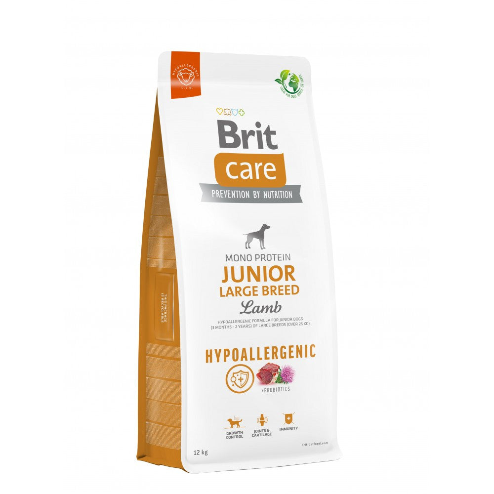 Корм сухий Brit Care Dog Hypoallergenic Junior Large Breed для молодих собак великих порід гіпоалергенний з ягням 12 кг
