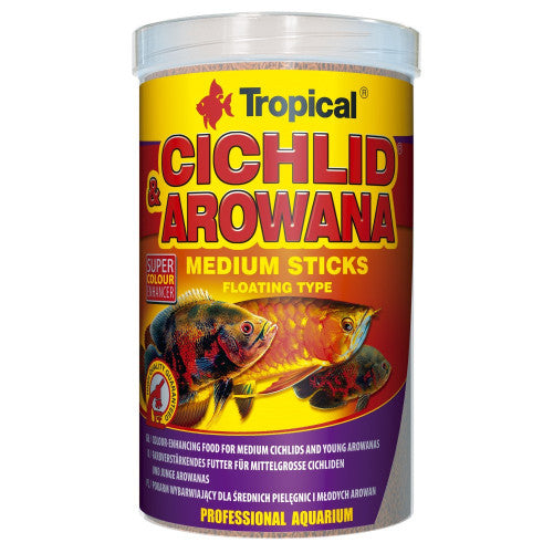 Корм Tropical Cichlid Red Green Medium Sticks для всіх цихлід палички 1 л/ 360 г