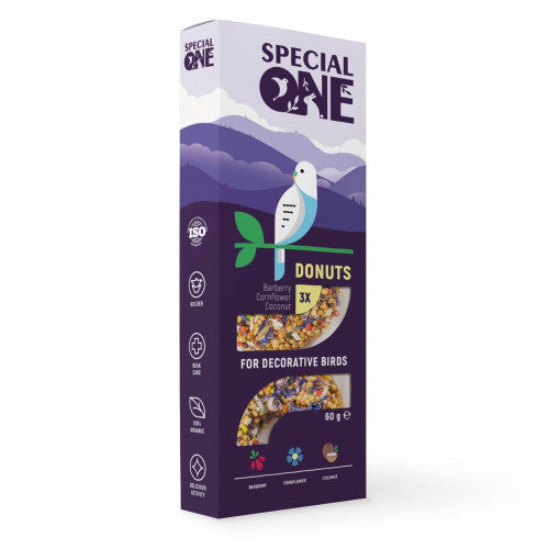 Ласощі Special One Пончики для декоративних птиц барбарис волошка кокос 60 г