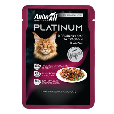 AnimAll PLATINUM пауч з яловичиною та травами в соусі, 85 г