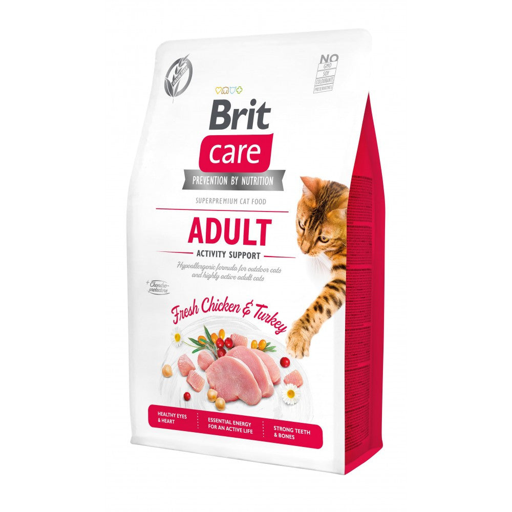 Корм сухий Brit Care Cat Grain Free Adult Activity Support для вуличних та дорослих котів філе індички та курки 2 кг
