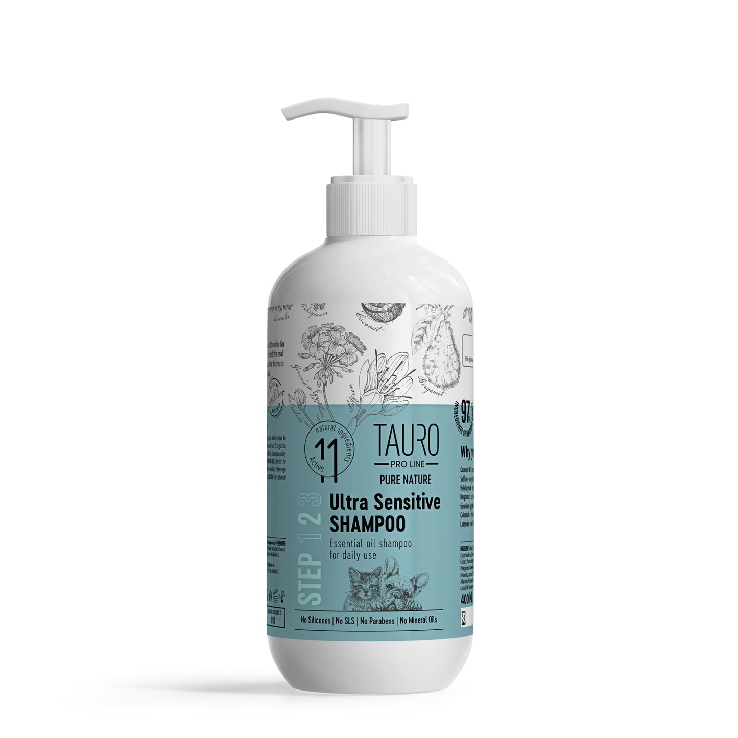 Tauro Pro Line Pure Nature Ultra Sensitive Shampoo Шампунь для собак та котів з чутливою шкірою, 400 мл