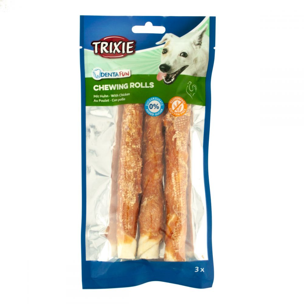 Ласощі Trixie Denta Fun Chewing Rolls для собак Палички для чищення зубів з куркою 17 см 140 г 3 шт