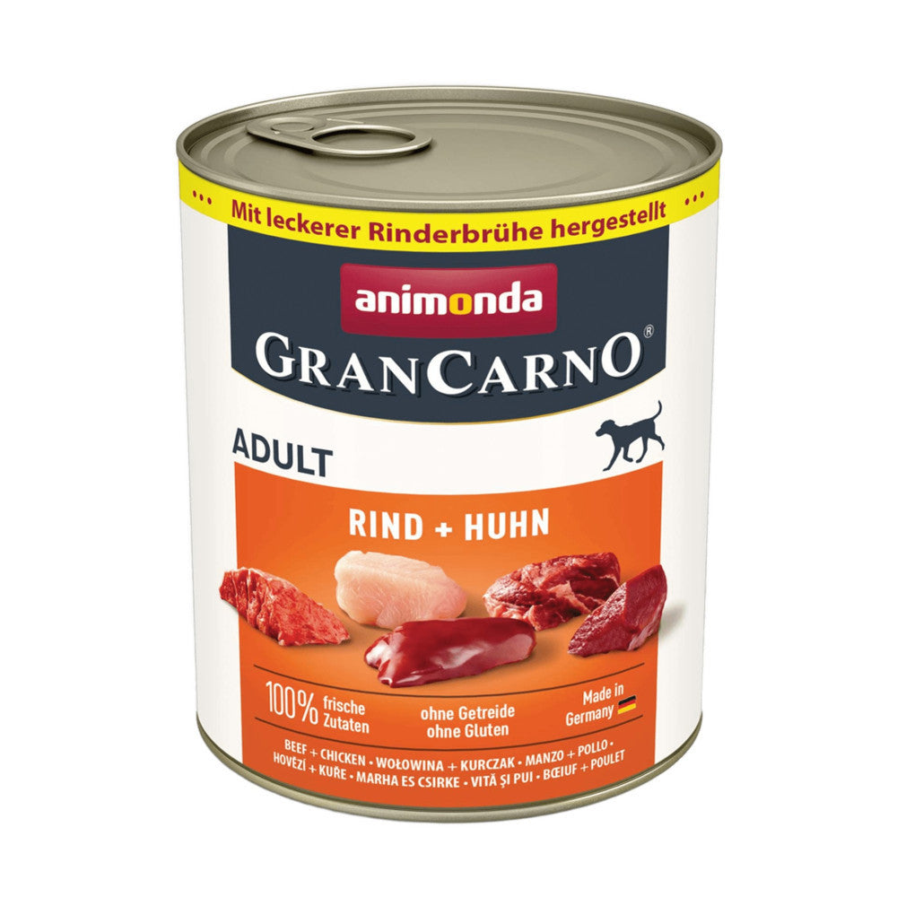 Корм вологий GranCarno Adult Beef Chicken для дорослих собак з яловичиною і куркою 800 г