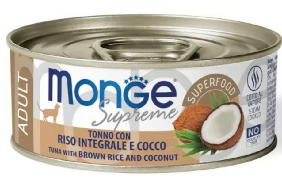 Monge Cat Wet Supreme Adult тунець з коричневим рисом та кокосом 80 г