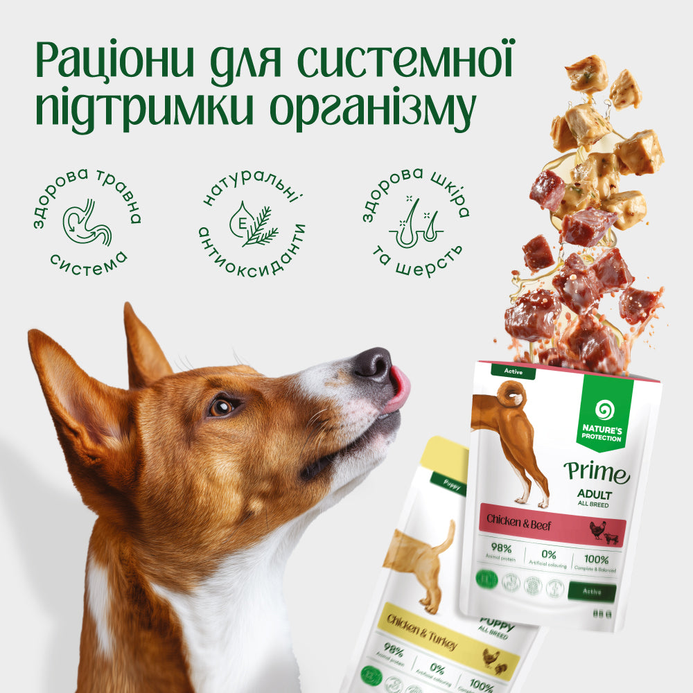 Nature's Protection Prime Immunity Support Adult Dogs Chicken and Lamb Вологий корм для собак для зміцнення імунітету з 