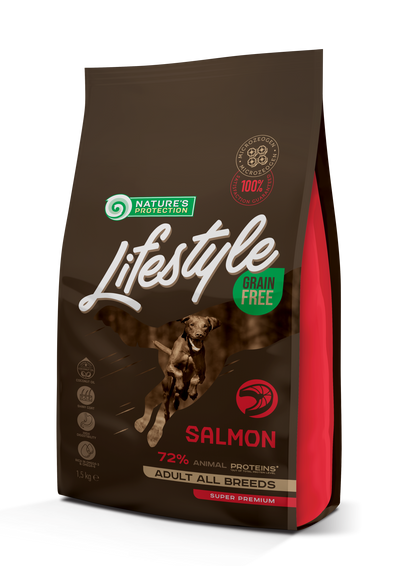 Nature's Protection Lifestyle Grain Free Salmon Adult All Breeds Сухий беззерновий корм для собак усіх порід з лососем, 