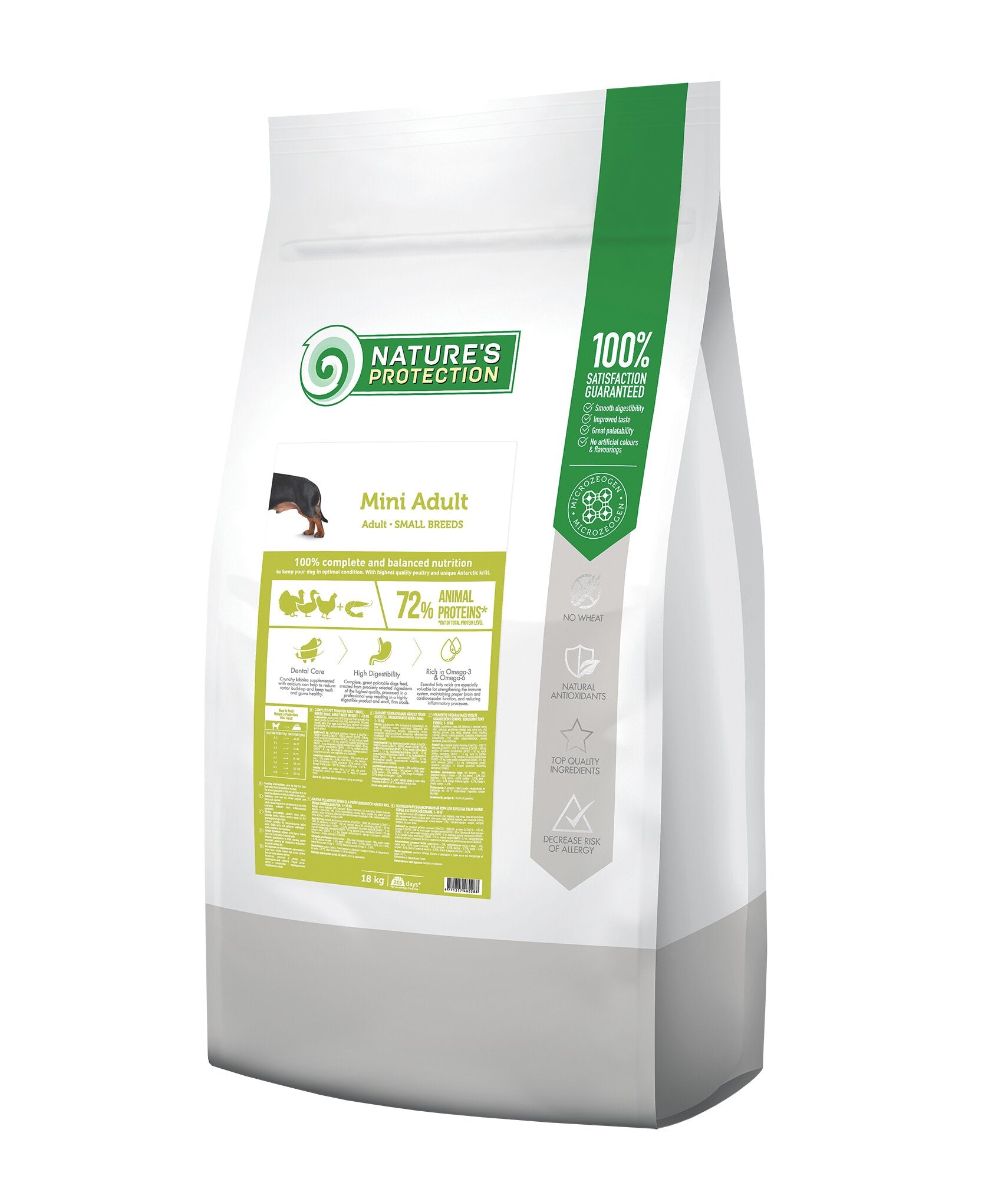 Nature's Protection Mini Adult Small Breeds Сухий корм для дорослих собак малих порід з м'ясом птиці, 18 кг