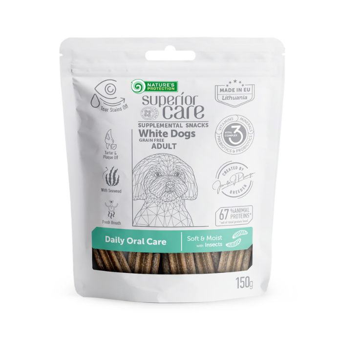 Nature's Protection Superior Care White Dogs Daily Oral Care Беззернові ласощі для дорослих собак із білим забарвленням 