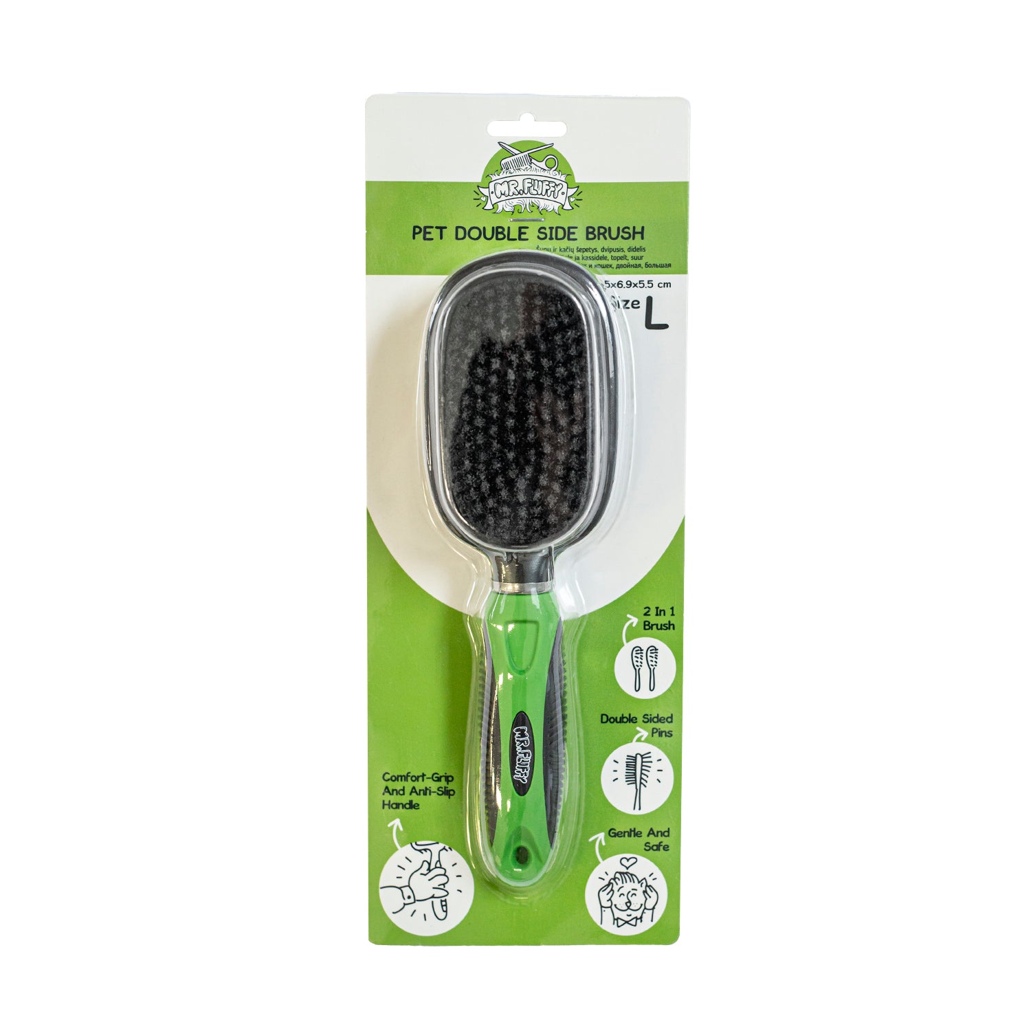 Двостороння щітка-гребінець для собак та котів Mr.Fluffy Pet double-side brush, large