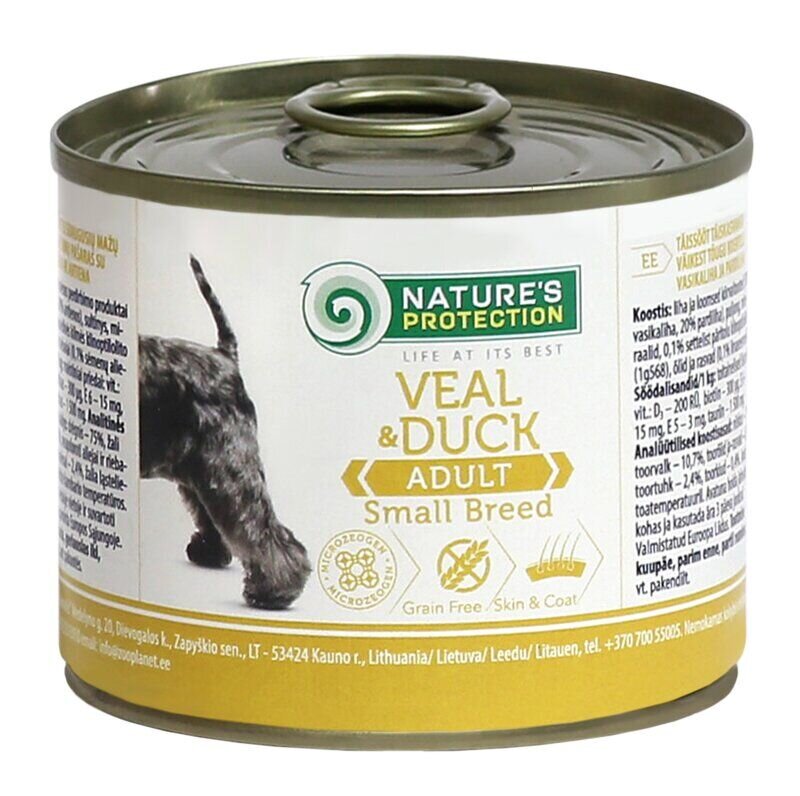 Nature's Protection Adult Small Breeds Veal & Duck Вологий корм для собак малих порід з телятиною і качкою, 200 г