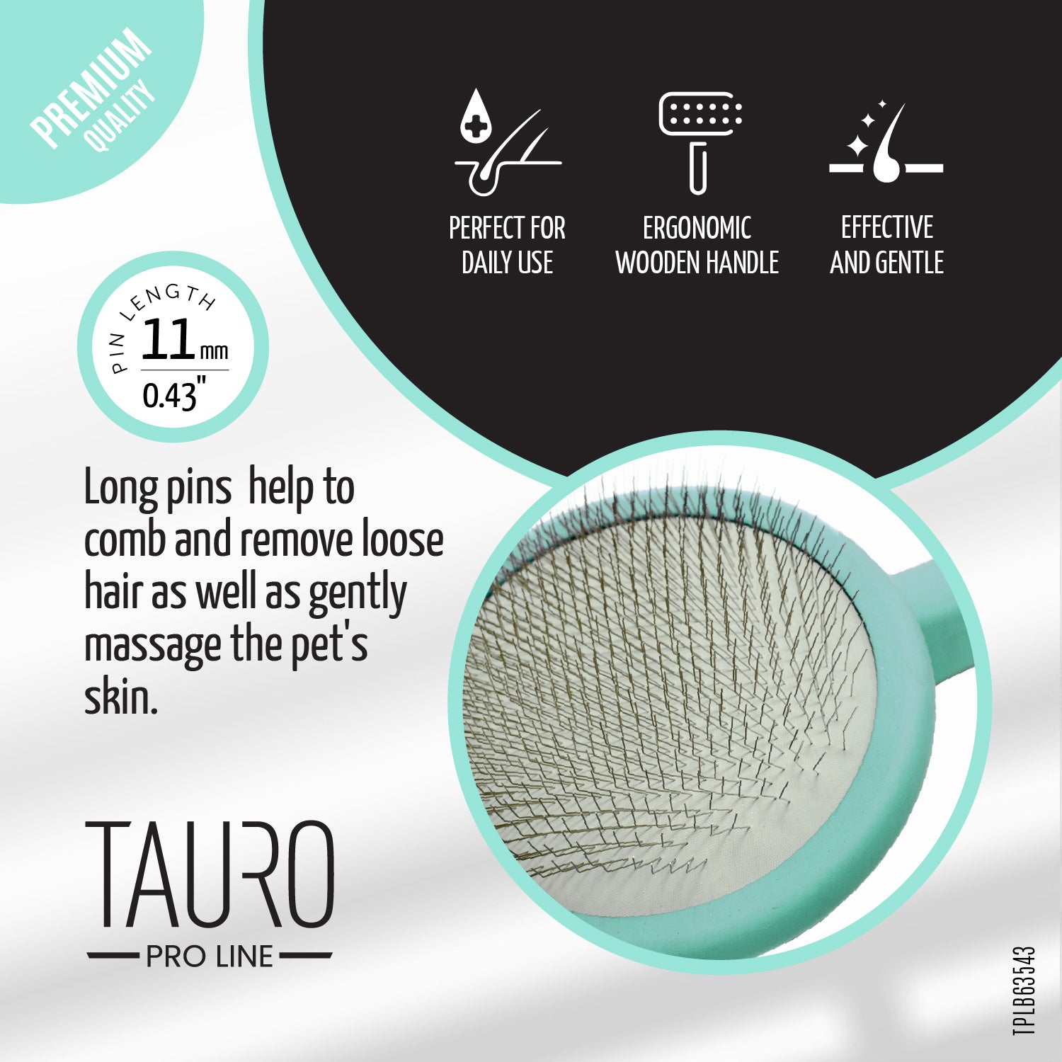 Tauro Pro Line Щітка дерев'яна кругла, зубці 11 мм, м'ятна, M, 9 х 19 см