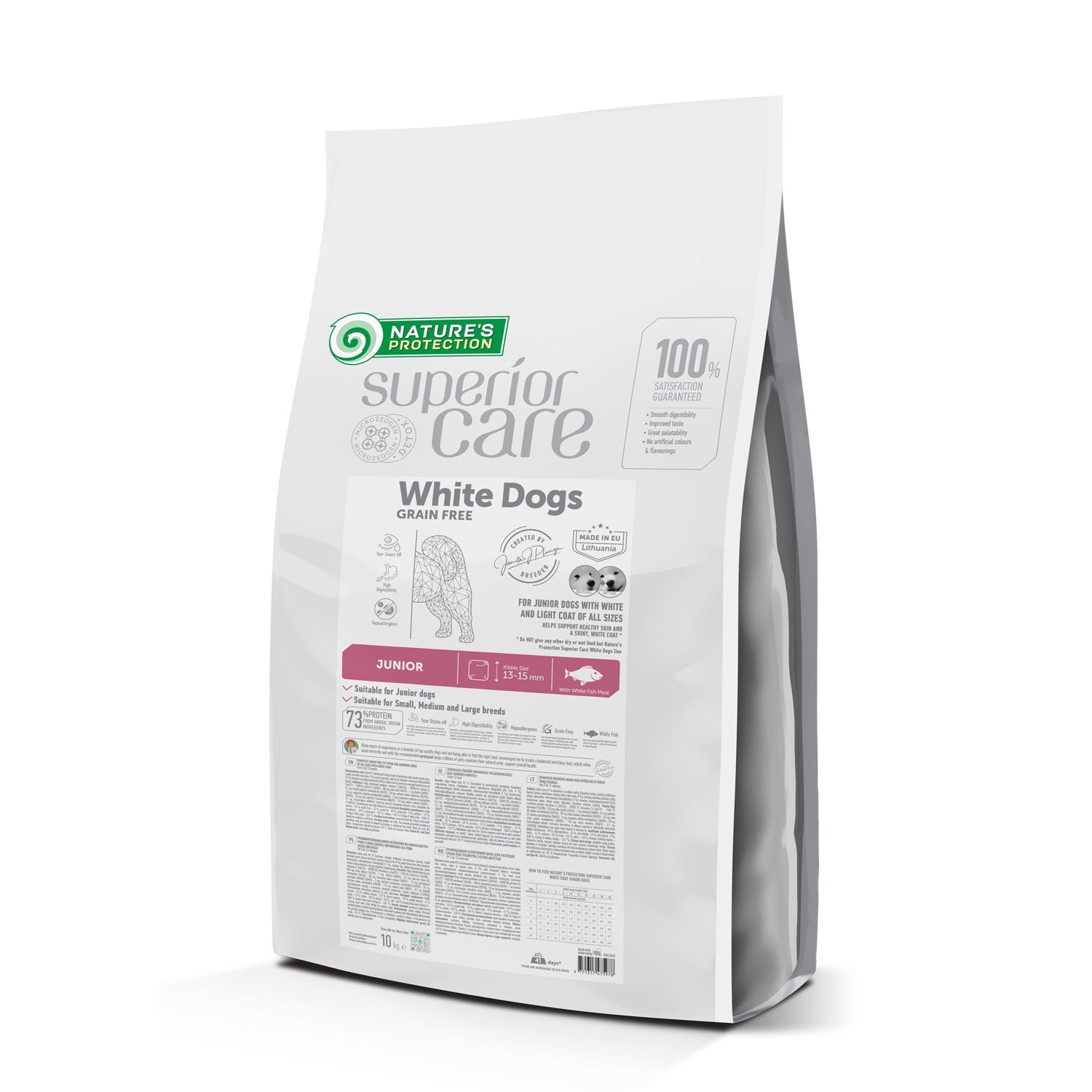 Nature's Protection Superior Care White Dogs Grain Free White Fish Junior All Sizes Сухий беззерновий корм для юніорів у