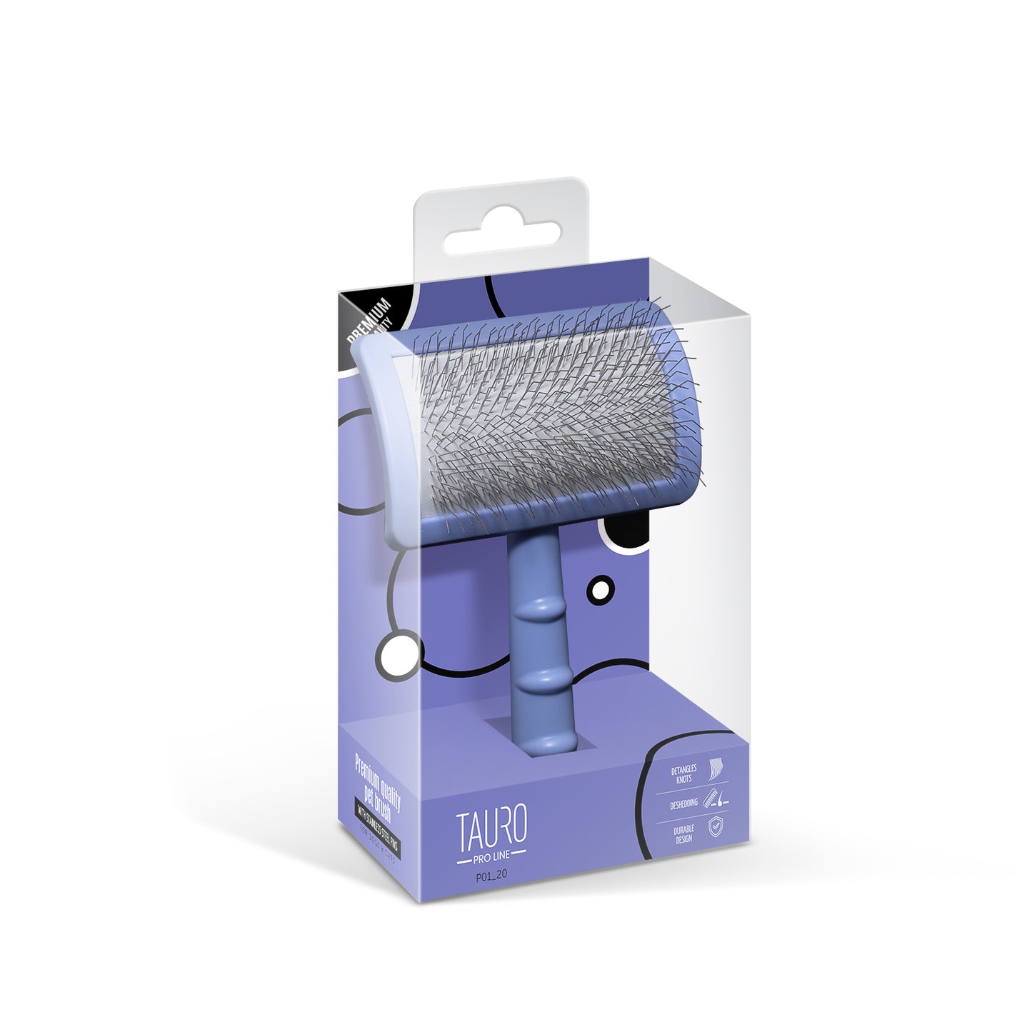 Tauro Pro Line Щітка пластикова, зубчики 20 мм, тонкі, фіолетова, 6,5 х 10,5 см