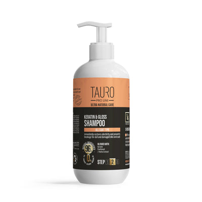 Tauro Pro Line Ultra Natural Care Keratin & Gloss Shampoo Кератиновий шампунь для шерсті собак і котів, 400 мл