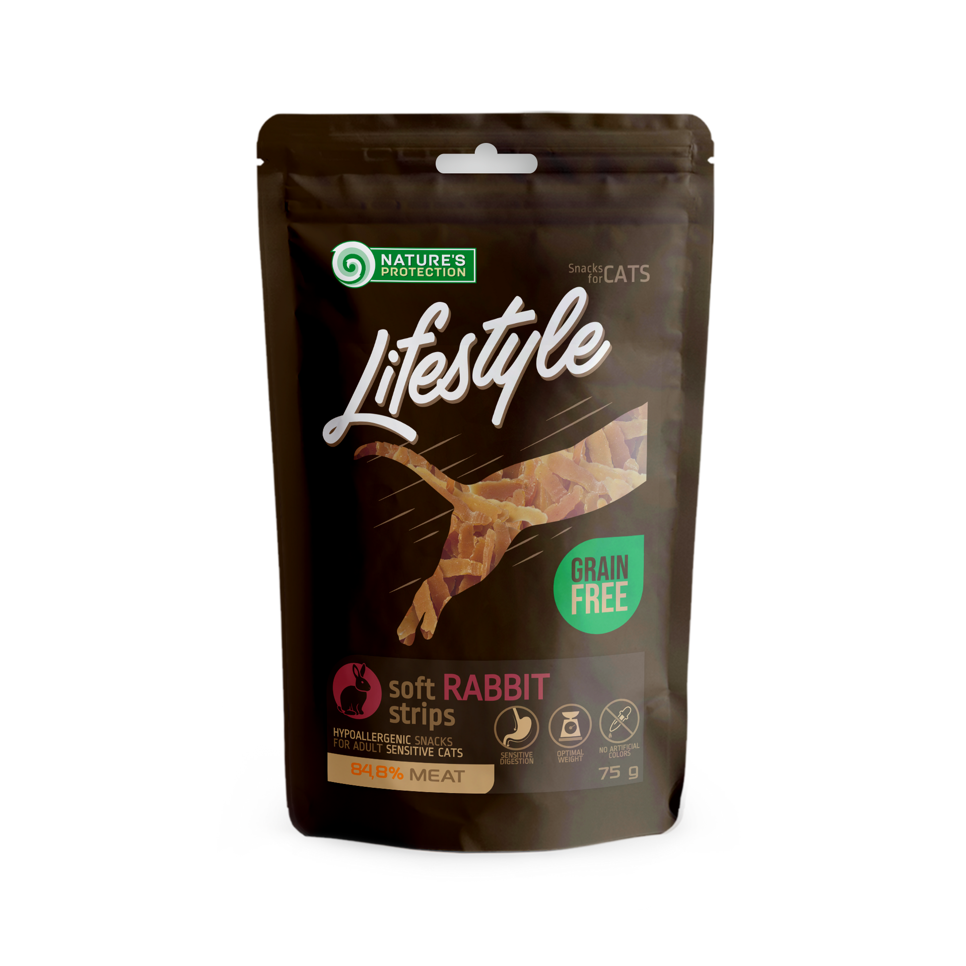 Nature's Protection Lifestyle Soft Rabbit Strips Ласощі для котів м'які смужки з кролика, 75 г