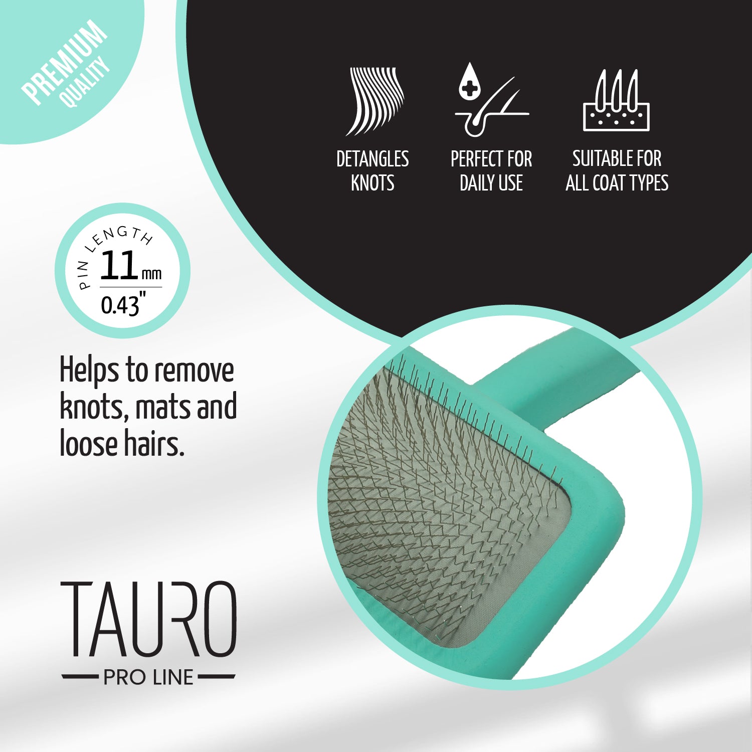 Tauro Pro Line Щітка дерев'яна прямокутна, зубці 11 мм, м'ятна, L, 12 х 17 см