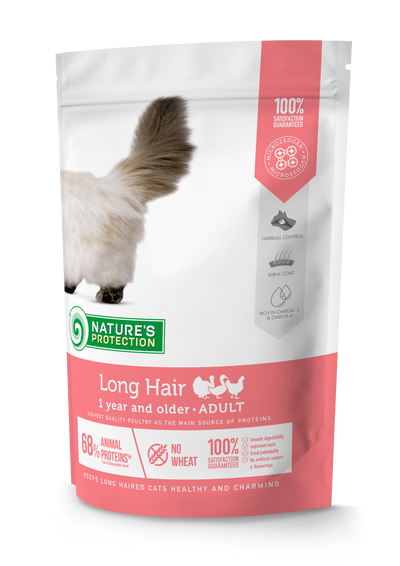 Nature's Protection Long hair Сухий корм для дорослих котів з довгою шерстю, 400 г