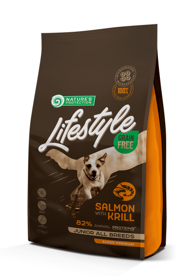 Nature's Protection Lifestyle Grain Free Salmon with Krill Juniors All Breeds Сухий беззерновий корм для юніорів усіх по