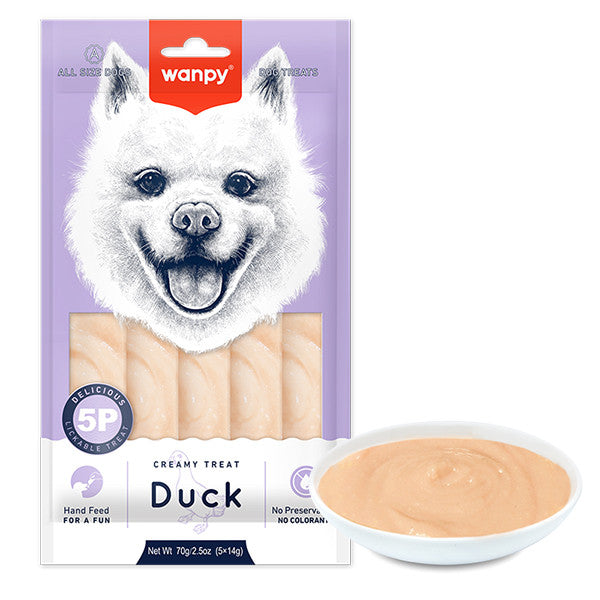 Wanpy Creamy рідкі ласощі для собак з качкою, 5 × 14 г