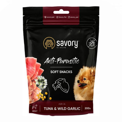 М’які ласощі Savory Anti-Parasitic Tuna and Wild Garlic для собак усіх порід з антипаразитарним ефектом з тунцем і диким