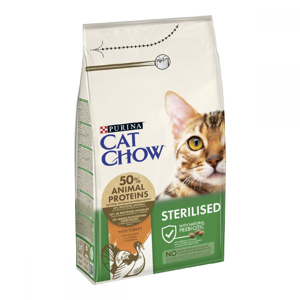 CAT CHOW Sterilized, Для стерилізованих котів, З індичкою, сухий корм/кот 6×1,5 кг
