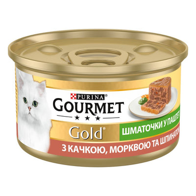 Gourmet Gold, З качк,моркв,шпинат, Шмат у пашт, консерва 24×85 г