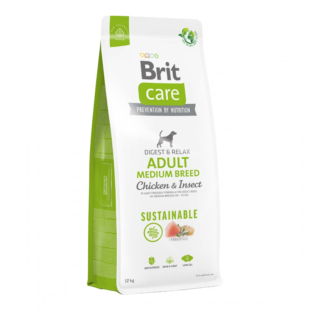 Корм сухий Brit Care Dog Sustainable Adult Medium Breed для дорослих собак середніх порід з куркою та комахами 1 кг