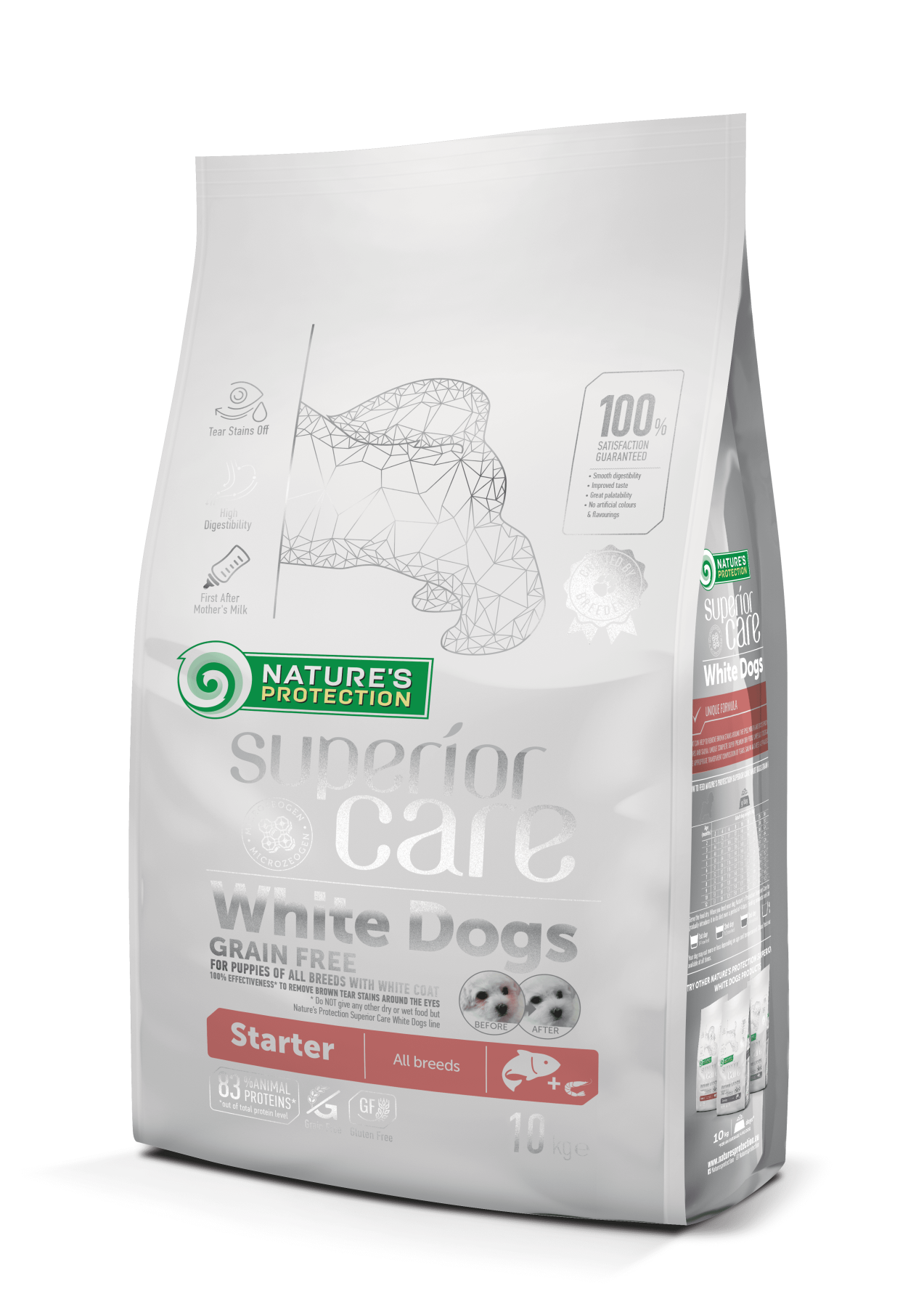Nature's Protection Superior Care White Dogs Grain Free Salmon Starter All Breeds Сухий беззерновий корм (стартер) для ц