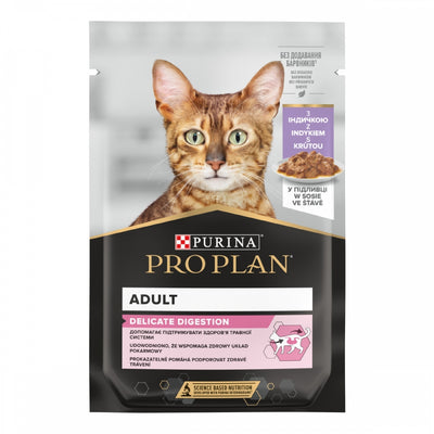ProPlan Delicate Nutrisavour, З індичкою, Для котів з чутливим травленням, консерва 26×85 г
