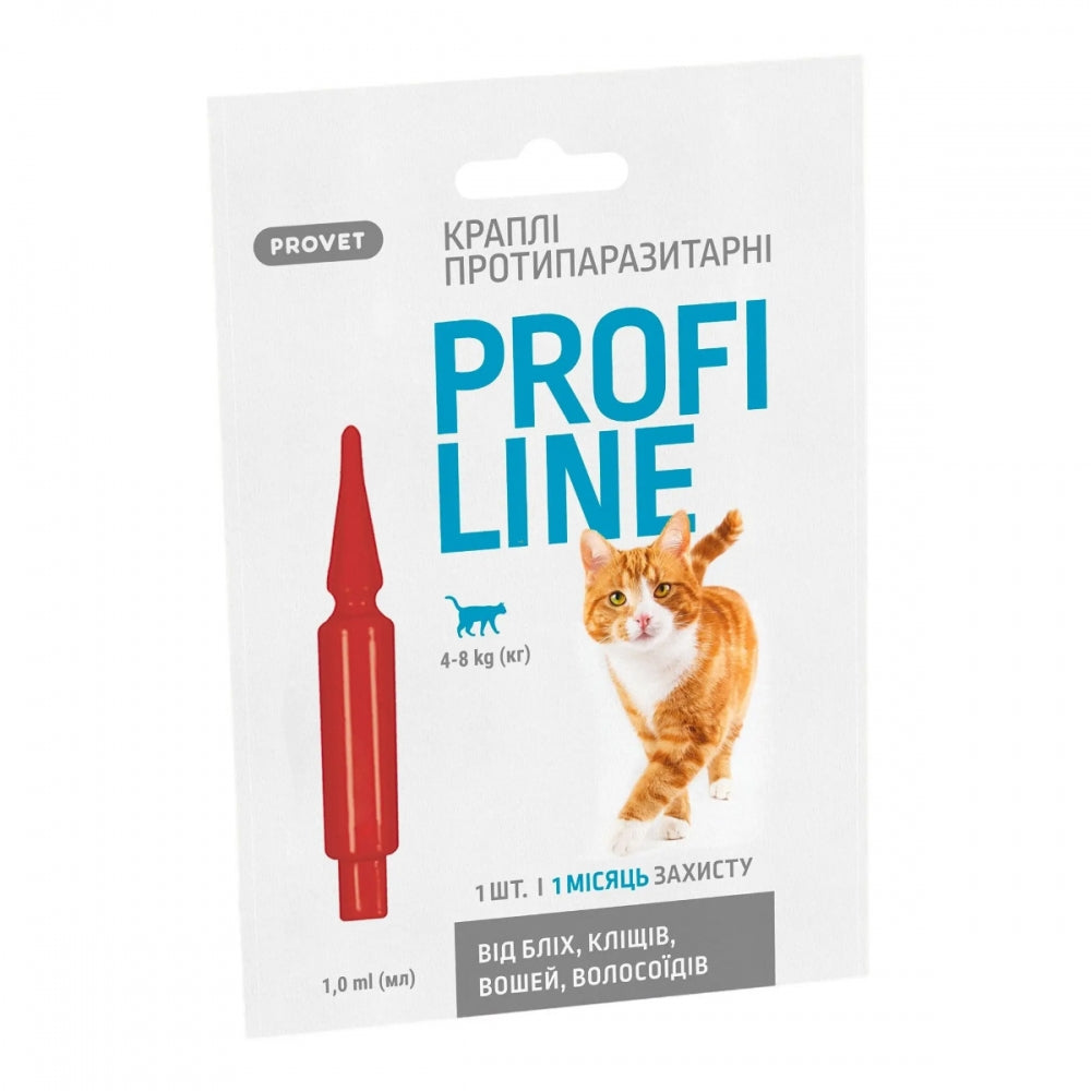 Краплі Provet PROFILINE для котів 4-8 кг інсектоакарицид 1 піпетка по 1 мл