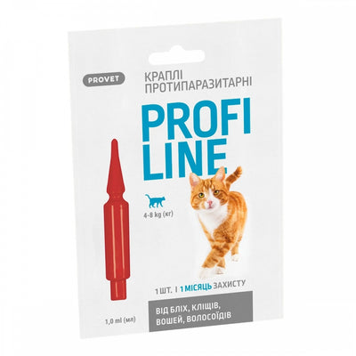 Краплі Provet PROFILINE для котів 4-8 кг інсектоакарицид 1 піпетка по 1 мл