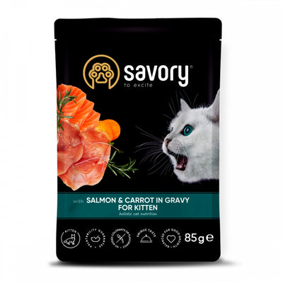 Набір паучів Savory Kitten, with Salmon and Carrot in Gravy 3+1