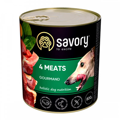 Корм вологий Savory Dog Gourmand 4 meats паштет для дорослих собак усіх порід з чотирма видами м’яса 800 г