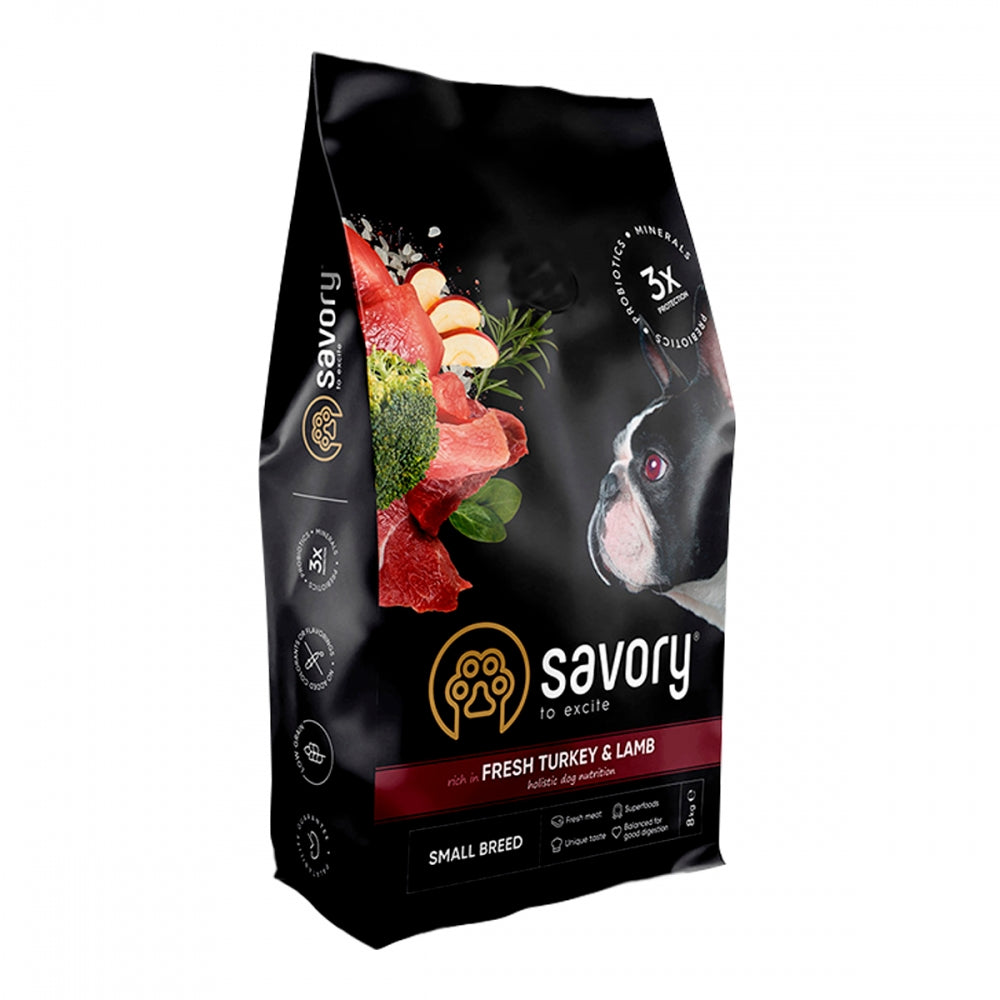 Корм сухий Savory Small Breed rich in Fresh Turkey and Lamb для дорослих собак малих порід зі свіжим ягням та індичкою 1