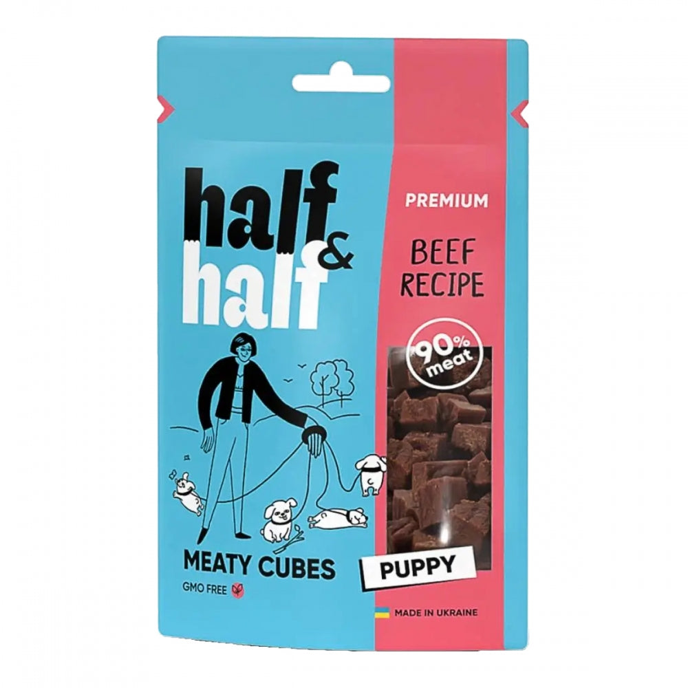 Ласощі HalfHalf м ясні кубики для цуценят, з яловичиною 100 г