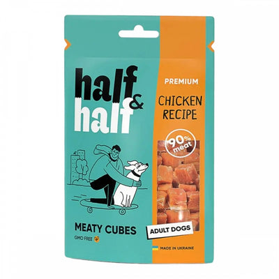 Ласощі HalfHalf м ясні кубики для собак, із куркою 100 г