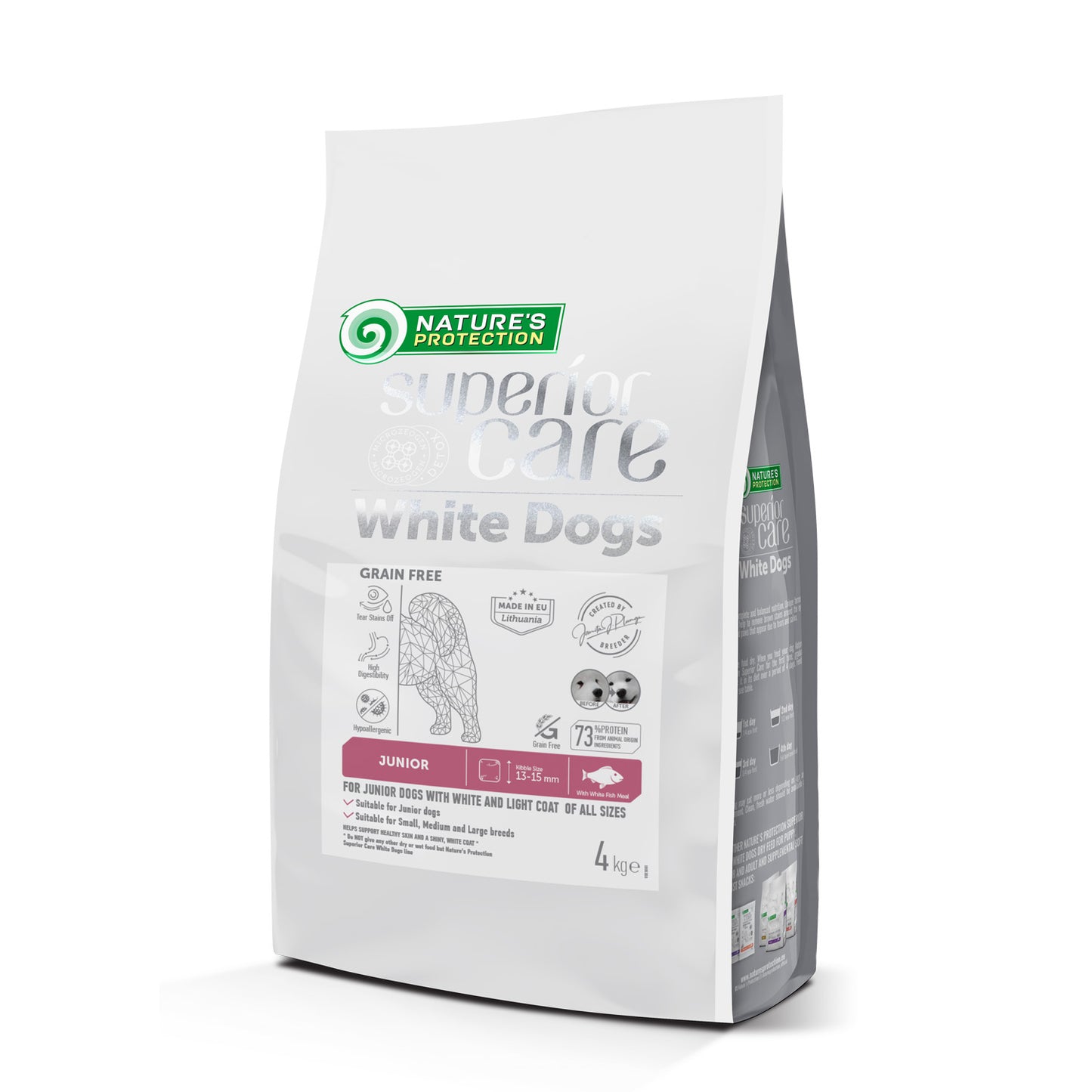 Nature's Protection Superior Care White Dogs Grain Free White Fish Junior All Sizes Сухий беззерновий корм для юніорів у