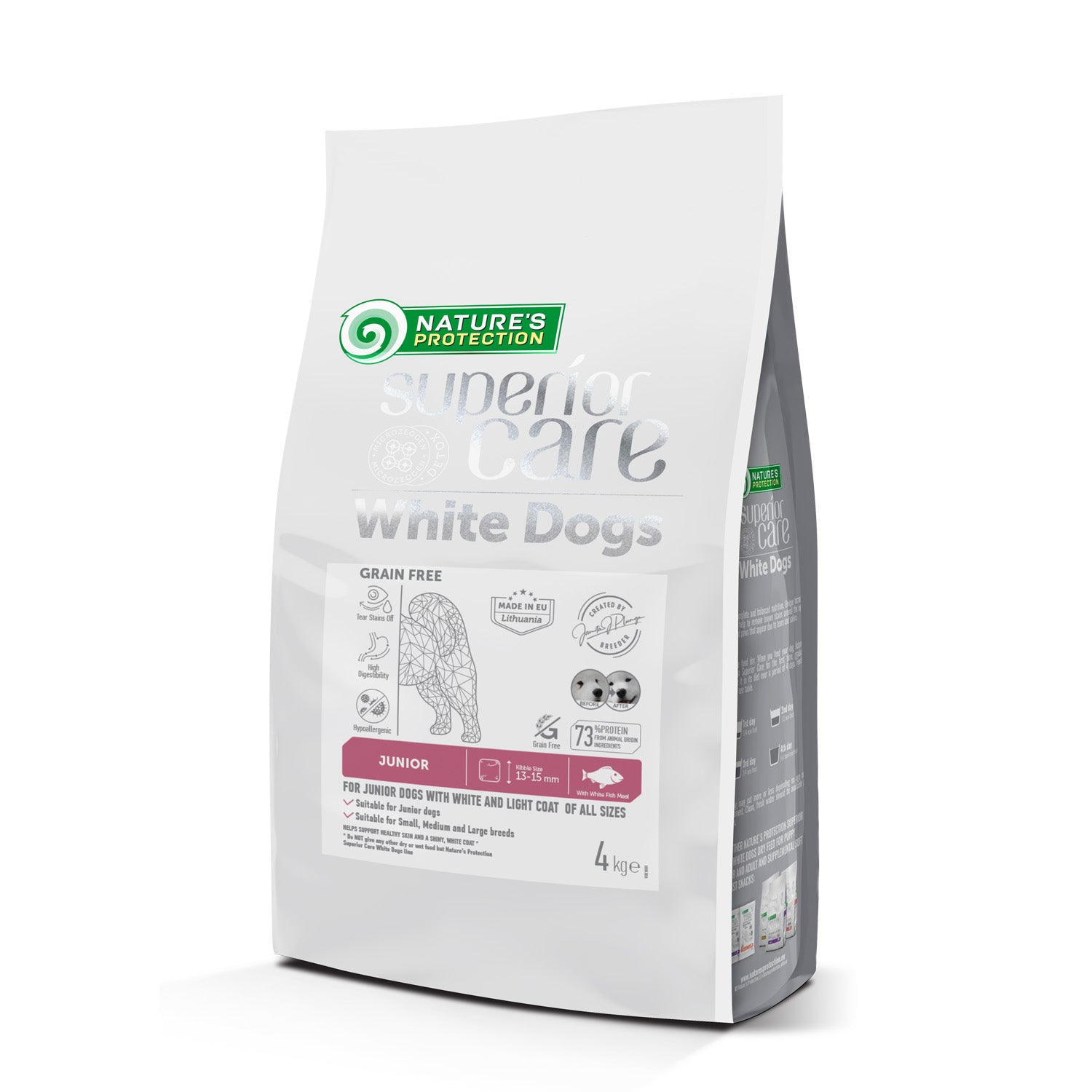 Nature's Protection Superior Care White Dogs Grain Free White Fish Junior All Sizes Сухий беззерновий корм для юніорів у